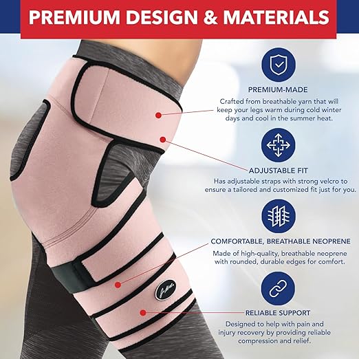 Dr. Arthritis Sciatica Hip Brace with Adjustable Thigh Compression, Hip Stabilizer for Walking, Sports & Daily Comfort, Sciatica Pain Relief Devices for Joint Stability & Injury Recovery (Pink, S/M)