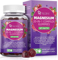 Migcopat Magnesium Complex Gummies, 20 in 1 Magnesium Gummy with Glycinate Citrate Malate Taurate - Ashwagandha, L-Theanine, D3&Zinc for Relaxation, Sleep, Muscle&Heart Support, Strawberry, 60 Cts