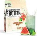 WILD SOCIETY - Clear Protein Powder + Electrolytes - 20g Clear Whey Protein Isolate Drink - Zero Sugar - 0g Lactose - Natural Flavors & Colors - Muscle Post Workout Recovery - Watermelon Lime, 16 oz