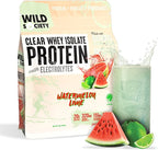 WILD SOCIETY - Clear Protein Powder + Electrolytes - 20g Clear Whey Protein Isolate Drink - Zero Sugar - 0g Lactose - Natural Flavors & Colors - Muscle Post Workout Recovery - Watermelon Lime, 16 oz