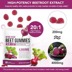 Acorn + Oak Beet Root Gummies with 200mg CoQ10 per Serving & Organic Beet Extract - Blood Pressure, Energy Level Support & Nitric Oxide Promoting* | Vegan, Sugar-Free, Vitamins B12 & C | 90 Chews