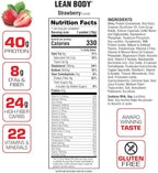 Lean Body All-in-One Strawberry Meal Replacement Shake. 40g Protein Whey Blend, 8g Healthy Fats & Fiber, 22 Vitamins and Minerals, No Artificial Color, Gluten Free, (80 MRP Packets)