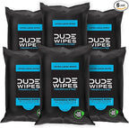 DUDE Wipes Unscented Travel Wipes - 6 Packs of 18 (108 Count) - Extra-Large Adult Flushable Wipes for Sensitive Skin - Infused with Vitamin E and Aloe - Septic and Sewer Safe