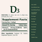 Nature's Bounty Vitamin D, Supports Immune Health & Bone Health, 2000IU Vitamin D3, 150 Softgels