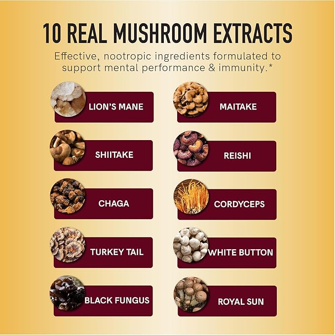 SMNutrition Mushroom Gummies for Adults | with Lions Mane, Turkey Tail, Reishi, Cordyceps, Chaga & Maitake | Support Cognitive Function & Immune Health | Raspberry Flavor | 60ct