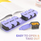 Extra Large Weekly Pill Organizer - XL Vitamin Holder with 7 Detachable Compartments, Portable Medicine Pill Organizer for Supplements, Daily Pill Case for Home and Travel,Purple