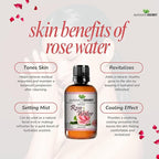 Pure Carrier and Essential Oils for Skin Care, Hair, Body Moisturizer for Face-Anti Aging Skin Care (Rose Water Hydrosol, 4oz)