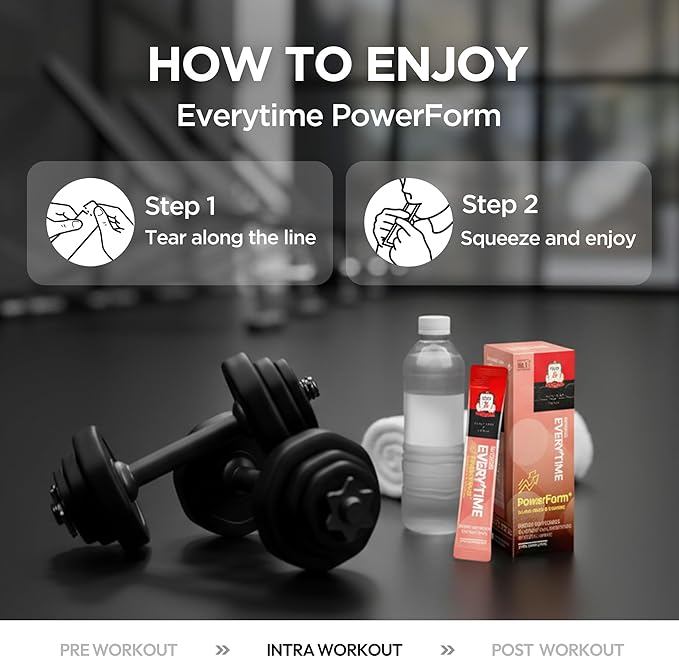 JUNG KWAN JANG Everytime PowerForm - Intra Workout Herbal Energy Drink Packets with Korean Red Ginseng, Black Maca Root & Taurine - Non GMO (0.33 fl oz, 10 Sticks)