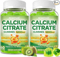 Calcium Citrate Gummies - 1200mg Calcium Gummies Supplements for Women & Men with Vitamin D3, K2, Magnesium, Zinc High Absorption for Bone, Muscle & Immune Support, Apple & Kiwi Flavor, 120 Count