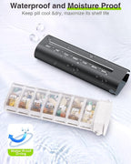 Zannaki Aluminum 7 Day Weekly Pill Organizer, Portable Travel Pill Case with Three Layer Seal, Large Capacity Cute Daily Pill Box, Pill Holder Container for Vitamins, Pills, Supplements and Medication