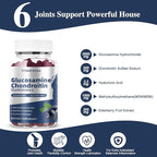 Glucosamine Chondroitin Gummies with MSM & Elderberry Extra Strength - Joint Support, Antioxidant Immune Support Supplement for Adults, Men & Women Minerals, coenzyme Q10, DHA- 60 Blueberry Gummies