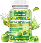 Magnesium Glycinate Gummies for Kids & Adults - Sugar Free Magnesium Malate with L-Theanine, Omega-3, Vitamin D3, B6, B12, C- Sleep, Calm, Relaxation, Brain, Bones, Green Apple & Kiwi，60ct