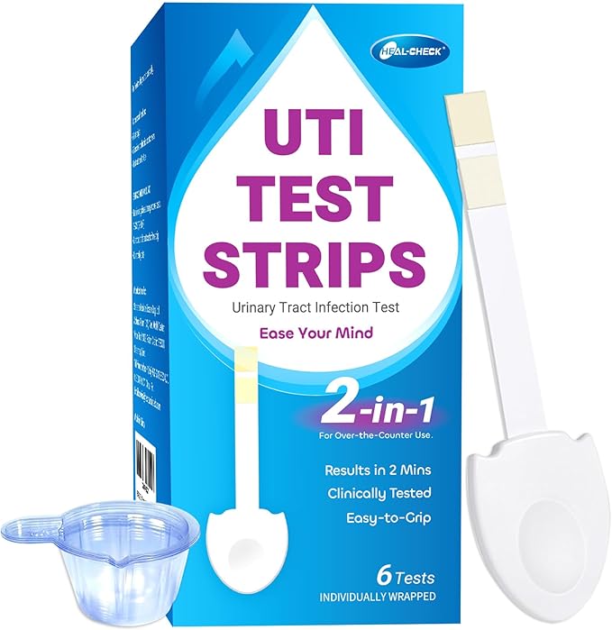 6 Pack UTI Test Strips, Urinary Tract Infection Test Kit for Women Men, Accurate Result in 2 Minutes, Monitor Bladder Health at Home, Clinically Tested, Easy to Grip, Individually Wrapped