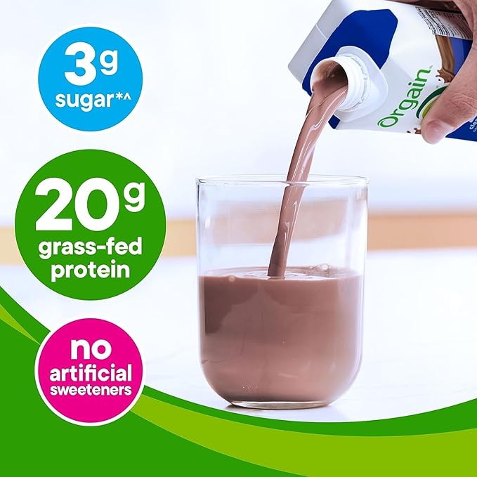 Orgain Clean Protein Shake,Grass Fed Dairy,Creamy Chocolate Fudge - 20g Whey High Protein,Kosher,Ready to Drink,Low Net Carbs,Gluten Free,No Soy Ingredients,11 Fl Oz,(Pack of 24)