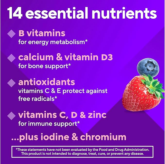 Vitafusion 150 Count with Vitamins A, C, D, E, B-6 and B-12 Womens Multivitamin Gummies, Berry Flavored Daily Vitamins for Women