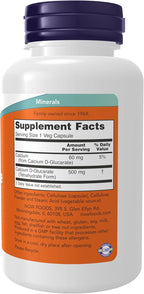 NOW Foods Supplements, Calcium D-Glucarate 500 mg, Detoxification Support*, 90 Veg Capsules, (Pack of 2)