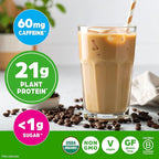 Orgain Organic Vegan Protein Powder, Iced Coffee - 21g Plant Protein, 60mg of Caffeine, Low Net Carb, No Lactose Ingredients, No Added Sugar, Non-GMO, For Shakes & Smoothies, 2.03 lb