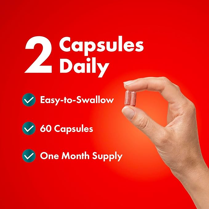 Red Yeast Rice with CoQ10 Supplement | Healthy Cholesterol Levels & Heart Health Support | Extra Strength Red Yeast Rice 1200 MG (600 MG Per Capsule) with Monakolin K | No Citrinin, Non-GMO | 120 Ct