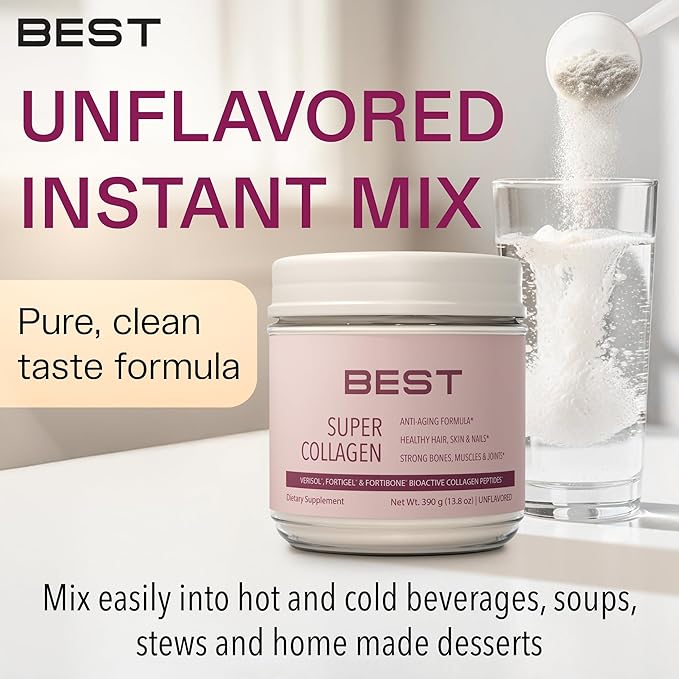 FORTIBONE® Collagen - 3 Clinically-Supported Bioactive Collagen Peptides with FORTIBONE®, FORTIGEL®, VERISOL® Unflavored Collagen for Women - Reduce Wrinkles, Improve Bone Density - 30 Servings