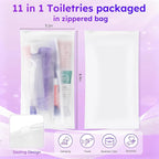 Travel Toiletries Personal Cleaning Bulk,Disposable Hygiene Kit Care Package Supplies, Women Toiletry Essentials Set Individually Wrapped for Camping, Hotel, Vacation, Homeless, Charity (11-in-1, 20)