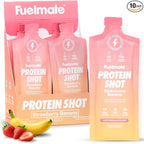Strawberry Banana Liquid Collagen Easy Protein Shots - 15g Protein + 22 Amino Acids - Hydrolyzed Bovine Collagen Peptides for Skin, Hair & Joints - 10 x 1.29oz - Sugar, Dairy & Gluten Free