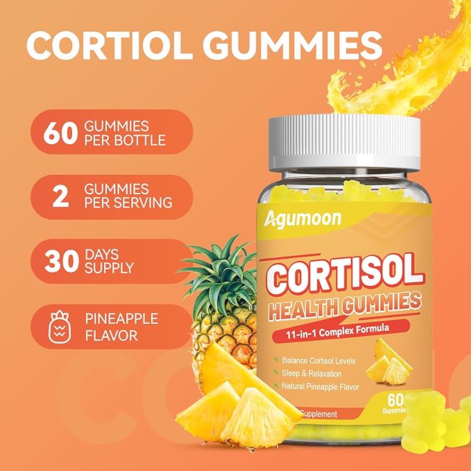 Cortisol Gummies for Women, Cortisol Supplements with Ashwagandha, Magnesium, L-theanine, for Relaxation and Mood Support - 120 Gummies