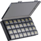 Monthly Pill Organizer, 28 Day Pill Box 1 Time a Day with Dust-Proof Case, Large 4 Weeks a Month Pill Case Container, Daily Vitamin Case Box for Pills/Medicine/Fish Oil/Supplements（Black）
