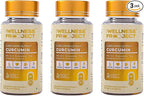 The Wellness Project Turmeric Curcumin with Curcuwin Ultra+ 250mg | Supports Joint, Muscle & Lung Health | for Mobility & Recovery | for Women & Men | 60 Tablets – 2 Month Supply (Pack of 3)