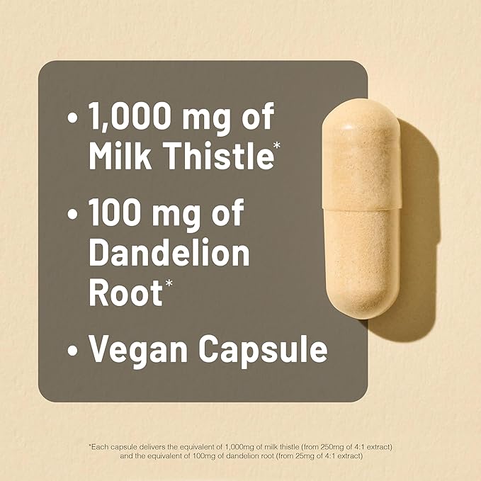 NatureWise Milk Thistle with Dandelion Root - Silymarin - Antioxidant Liver & Kidney Health Support Supplement - Vegan, Non-GMO, Gluten Free - 60 Count[60-Day Supply]