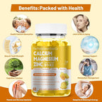 Calcium Magnesium Zinc Gummies with Vitamin D3 & K2 for Bone, Muscle & Immune Support - High Potency Enhanced Absorption - 60 Mango Pineapple Gummies