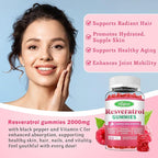 Organic Resveratrol Gummies for Women - Sugar Free Resveratrol-Nutritional-Supplements for Antioxidant Support, Cellular Health, Immunity, Brain & Energy, Raspberry Flavor, 120 Count