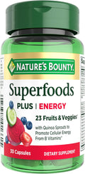 Nature’s Bounty Superfoods Plus Energy to Support Cellular Energy, 23 Fruits & Veggies Supplement, 30 Capsules