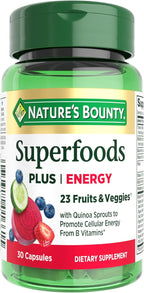 Nature’s Bounty Superfoods Plus Energy to Support Cellular Energy, 23 Fruits & Veggies Supplement, 30 Capsules