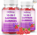 Saffron Supplement Gummies for Kids & Adults Supports Antioxidant Function with Ashwagandha, L-Theanine, Rhodiola Rosea, Lemon Balm, Vitamin D3, B6, Magnesium & Zinc – Raspberry Flavor, 120 Count