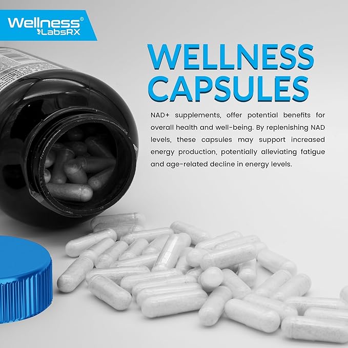 WELLNESS LABSRX Liposomal NAD Supplement, 1500mg - USA Made, NAD Resveratrol Supplement for Women and Men, NAD+ Support Cellular Health, Energy & Anti Aging - 90 Count