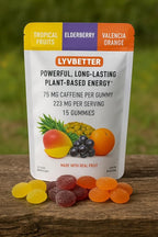 Energy Gummies - Lyvbetter - in 3 Different Flavors - 75mg Caffeine per Gummy, 3 Gummies per Serving - 15 Gummies Total