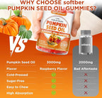 softbear Pumpkin Seed Oil Gummies, Organic Pumpkin Seed Oil Supplement with Saw Palmetto for Hair Growth & Skin Health, Cold Pressed/Suagr-Free, Raspberry Flavor 60 Count