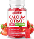 Calcium Citrate Gummies 1200mg - Chewable Calcium Supplement for Women & Men, Supports Bone & Muscle Health, Vegan, Strawberry Flavor, 60 Count