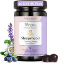 Winged Wellness Sleepyhead Natural Sleep Gummies for Women - Prime Sleep Support Aid for Adults with 3mg Melatonin, L-Theanine, 5-HTP - Blueberry Lavender Flavored - 30 Servings