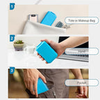 14 GRIDS Travel Pill Organizer Box with Labels - Travel Medicine Case Kit - Pocket Daily Pharmacy Container - Travel Medication Holder Dispenser for Fish Oil Vitamin Supplement Storage - Blue