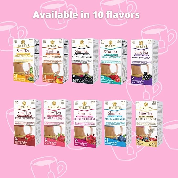 Hyleys Slim Tea Blackberry Flavor - Weight Loss Herbal Supplement Cleanse and Detox - 25 Tea Bags (1 Pack)