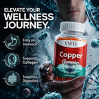 VAITE Copper Supplement Gummies 10 mg Amino Acid Chelate – Trace Mineral that Plays a Role in Collagen Formation, Gentle on Stomach, Supports Daily Nutrition & Balance – Vegan, Non-GMO, 60 Count