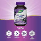 Nature's Way Sambucus Zero Sugar Immune Gummies,Daily Immune Support*,Black Elderberry Extract,Vitamin C,Vitamin D3,Zinc,Sugar Free,Sugar-Alcohol Free,Plant-Based Sweeteners,70 Gummies,(Pack of 2)