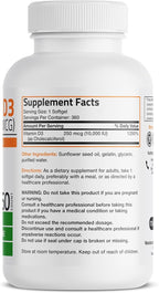 Bronson Vitamin D3 10,000 IU (250 mcg) High Potency - Supports Healthy Immune System, Strong Bones, Muscles & Teeth - Non GMO, 360 Softgels