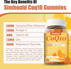 3 Packs CoQ10 500MG Gummies - Plus Omega-3, Magnesium, Vitamin B3 & Zinc - 3X Better Absorption Coenzyme Q10 Supplements for Heart Health, Cellular Energy & Antioxidant, Non-GMO 180 Counts