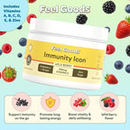 Feel Goods Immunity Icon, Vitamin C Immune Support Powder Drink Mix- 500mg Vitamin C, Elderberry, Ginger, Turmeric & Key Vitamins for Daily Immune Health - Sugar-Free & Caffeine-Free Drink Mix Packets