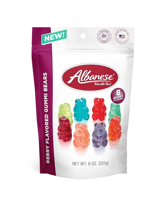 Albanese World's Best Berry Flavored Gummi Bears, 9oz Bags of Candy, Individually Wrapped Pack of 6
