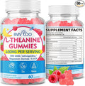 L-Theanine Gummies with L-Theanine 400 mg, Ashwagandha, GABA, 5-HTP, Magnesium Glycinate for Calm, ZZZ & Relaxation Support - Vegan, Raspberry Flavor, 60 Count