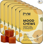 PYM Citrus Mood Chews Support for Stress, Worry & Overwhelm, 120 Count | 130mg GABA, 90mg L-Theanine | Vegan, Non-GMO, Gluten-Free, No Added Sugar | All-Natural Mood Balance Supplement Made in USA