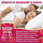 Magnesium Glycinate Gummies 1000mg, Magnesium Gummies for Adults & Kids with L-Threonate, Magnesium Supplement for Relaxation, Calm, Sugar Free, Raspberry Flavor, 60 Count
